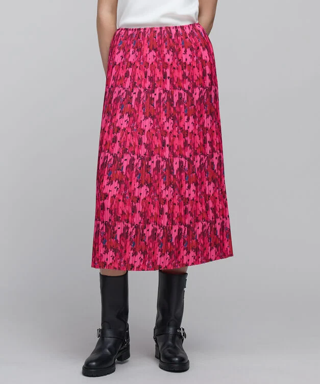 Jupe plissée imprimée fleurs origami - Rose bubble - IKKS WOMEN