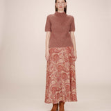 Jupe longue imprimé abstrait graphique Sibella - Terracotta - GRACE & MILA