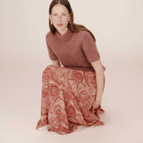 Jupe longue imprimé abstrait graphique Sibella - Terracotta - GRACE & MILA