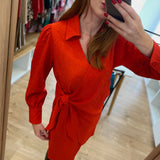 Robe courte portefeuille façon jacquard Coco - Geranium - SUNCOO