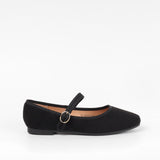 Ballerines plate en daim avec bride - Noir - LA BOTTINE SOURIANTE