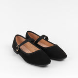 Ballerines plate en daim avec bride - Noir - LA BOTTINE SOURIANTE