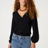Molly V-neck cardigan - Black - FABIENNE CHAPOT