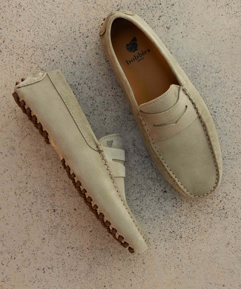 Mocassins à picots Lewis - Vert cendré - BOBBIES HOMME