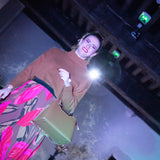 Jupe plissée imprimé arty FABIOLA - fuschia - Suncoo