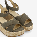 Luna Suede Wedge Sandals - Salvia - SCHMOOVE