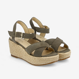 Luna Suede Wedge Sandals - Salvia - SCHMOOVE