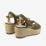 Luna Suede Wedge Sandals - Salvia - SCHMOOVE