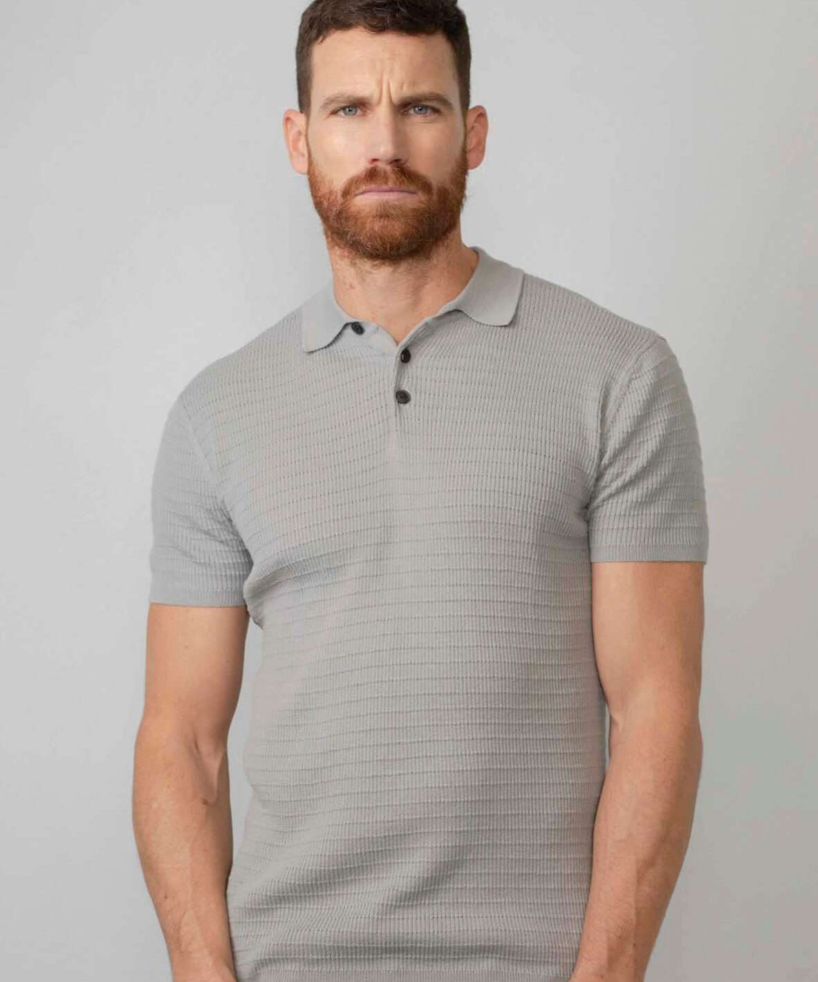 Polo en tricot fin n°200 - Gris clair - Petrol Industries