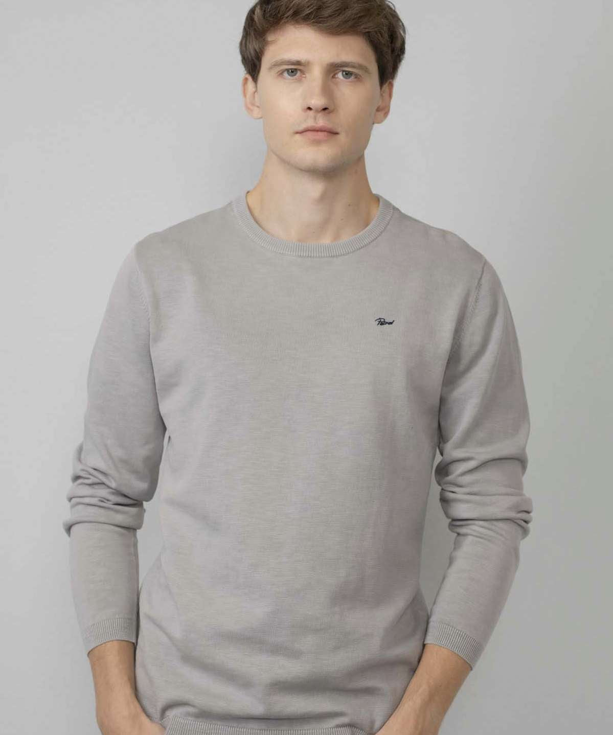 Pull en tricot fin N°205 - gris clair - Petrol indutries