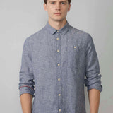 Chemise en lin mélangé N°4320 - Faded indigo - Petrol Industries