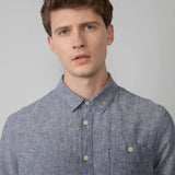 Chemise en lin mélangé N°4320 - Faded indigo - Petrol Industries