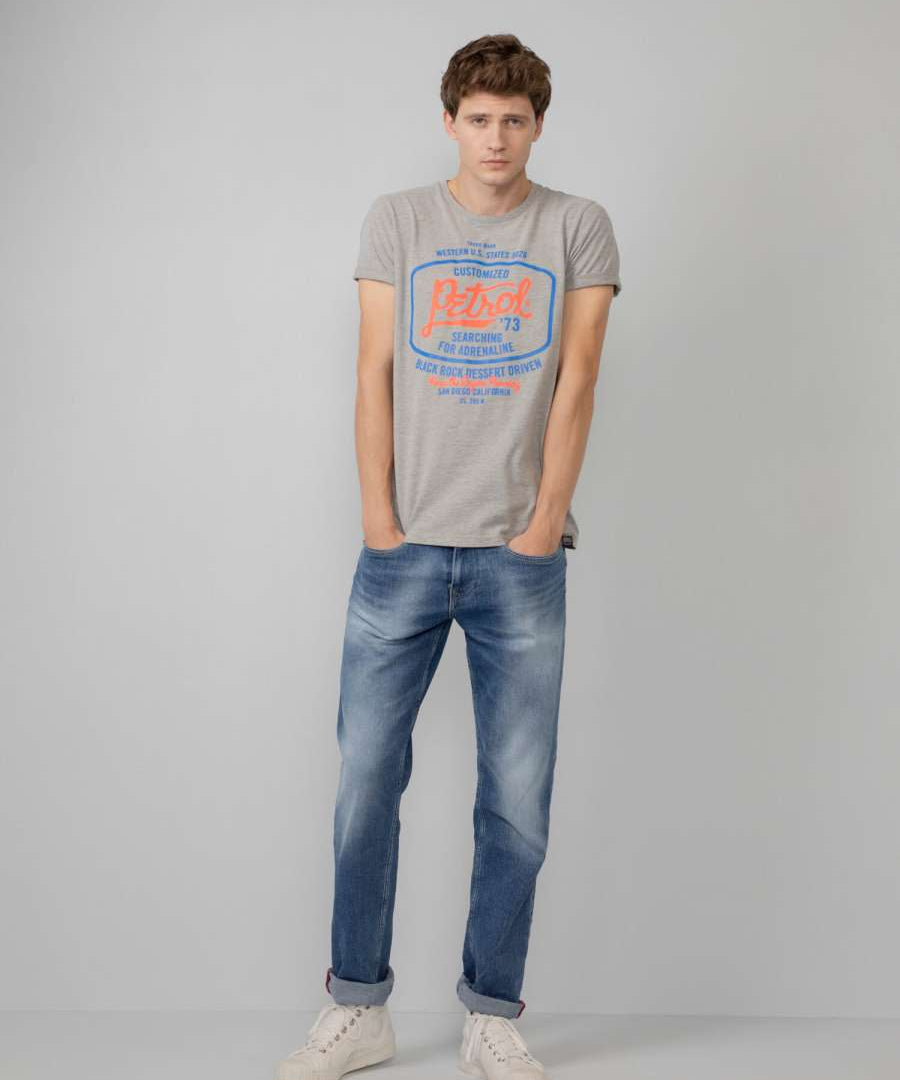 T-shirt N°605 avec illustration - Light Grey Melee - Petrol Industries