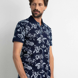 Polo manches courtes imprimé tropical - Midnight Navy - Petrol Industries