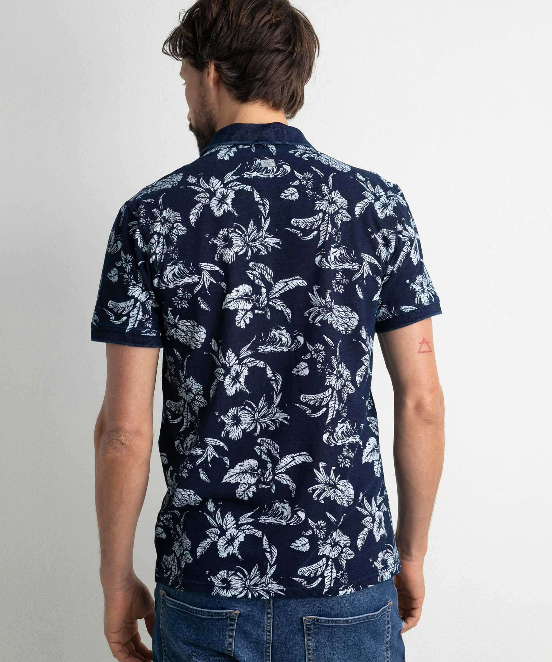 Polo manches courtes imprimé tropical - Midnight Navy - Petrol Industries