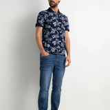 Polo manches courtes imprimé tropical - Midnight Navy - Petrol Industries