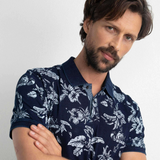 Polo manches courtes imprimé tropical - Midnight Navy - Petrol Industries