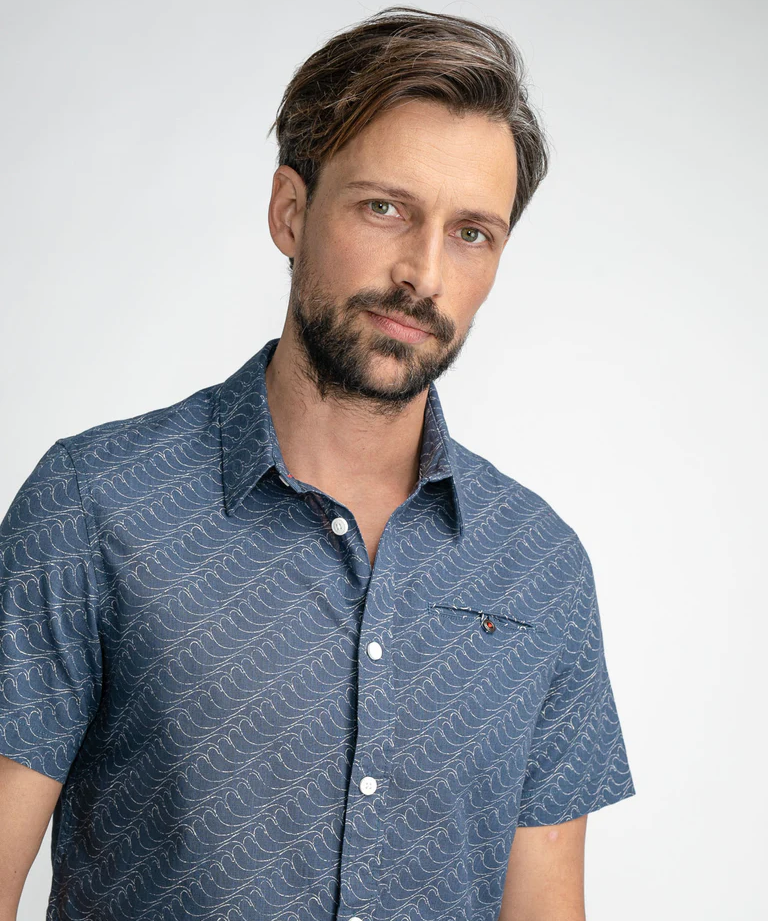 Chemise imprimée à manches courtes - Stone blue - PETROL INDUSTRIES