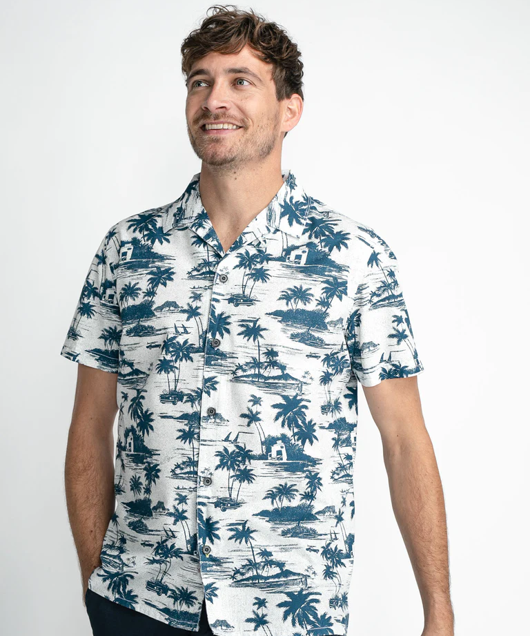 Chemise manches courtes imprimé végétal - Chalk White - PETROL INDUSTRIES