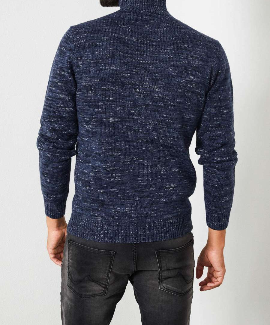 Pull col roulé - bleu chiné - Petrol Industries