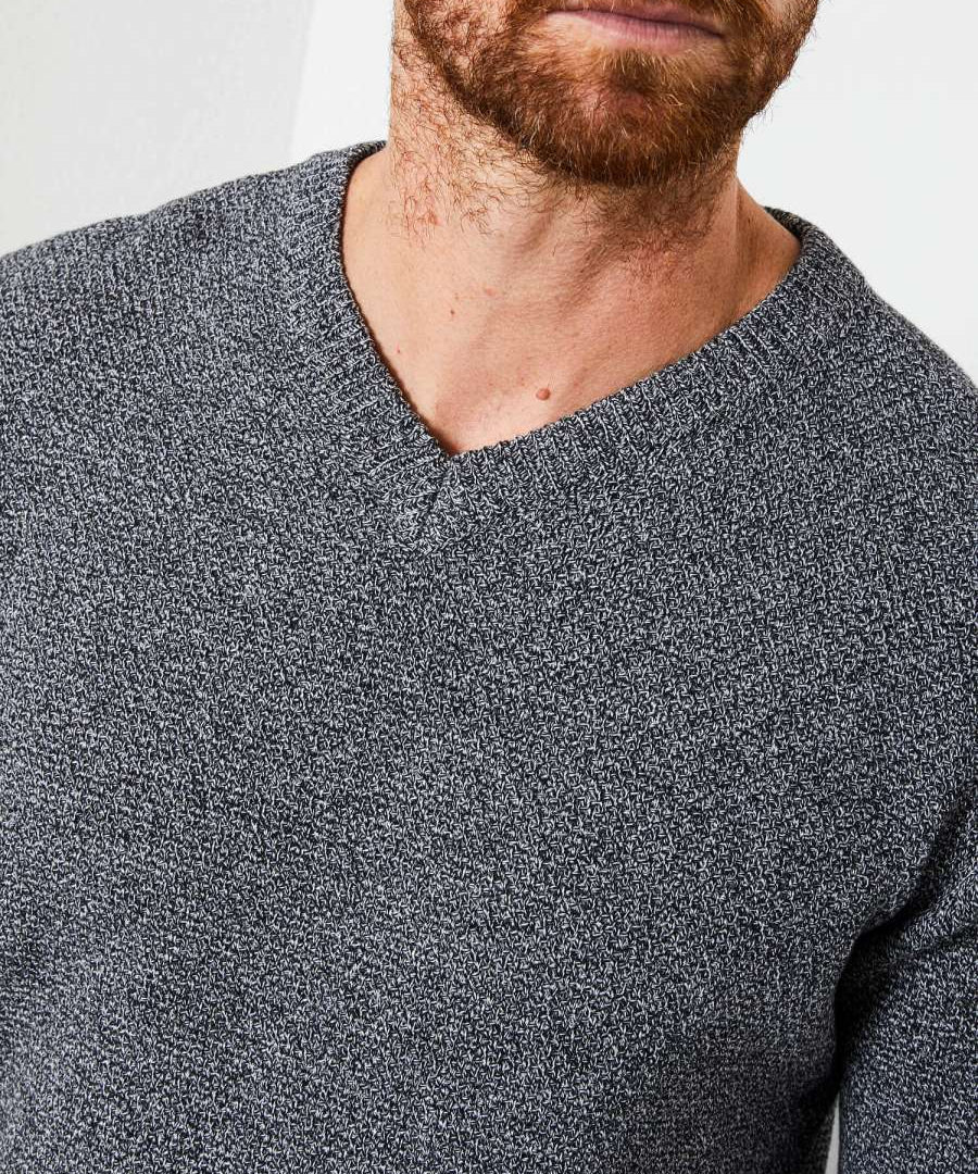 Pull col V en tricot - noir - Petrol Industries