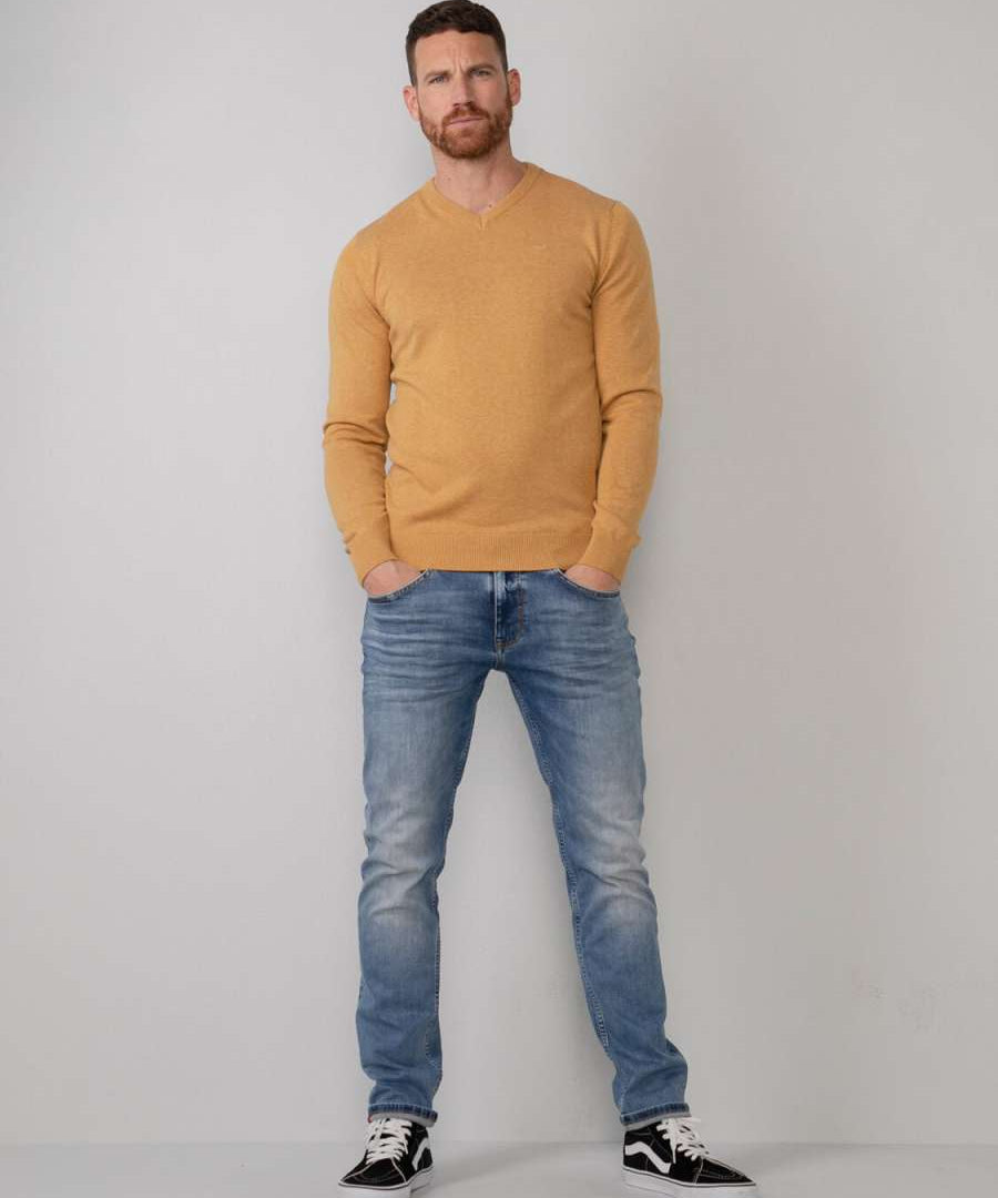 Pull en tricot fin à col V - Blazing Sand - Petrol Industries