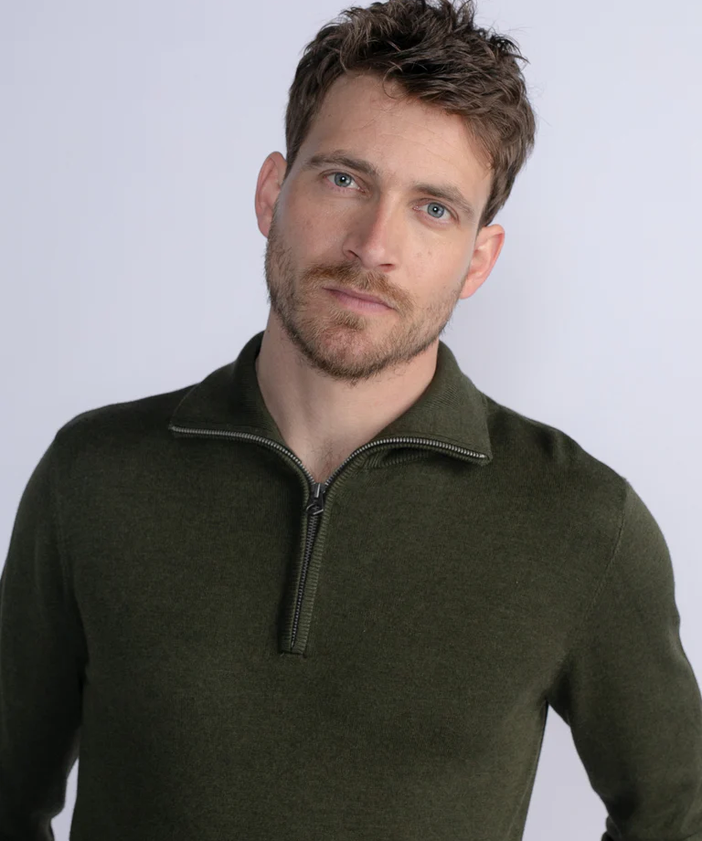 Pull maille fine à col zippé - Hunter Green - PETROL INDUSTRIES