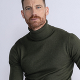 Pull col roulé en maille fine - Hunter Green - PETROL INDUSTRIES