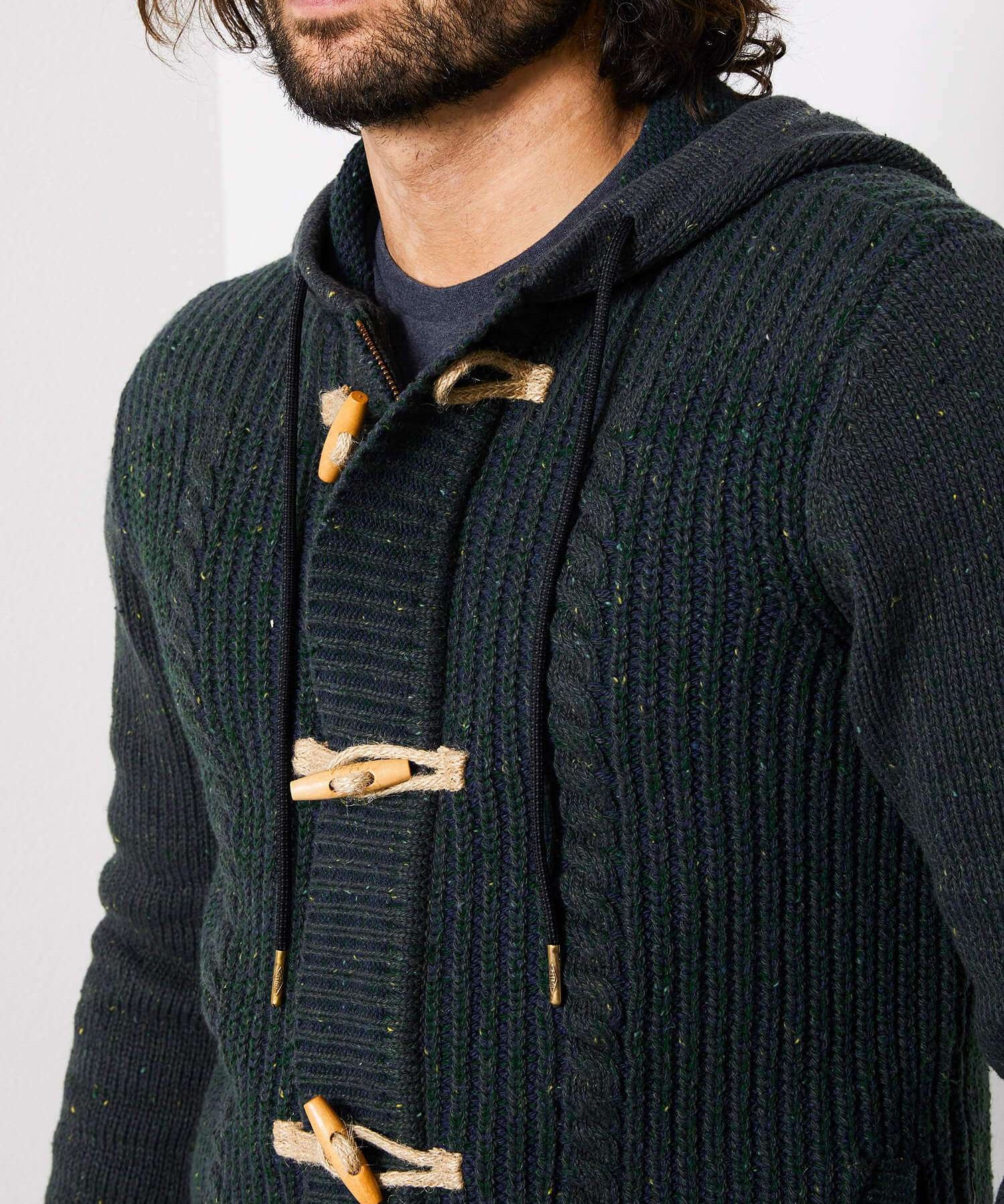 Cardigan vert sapin à capuche