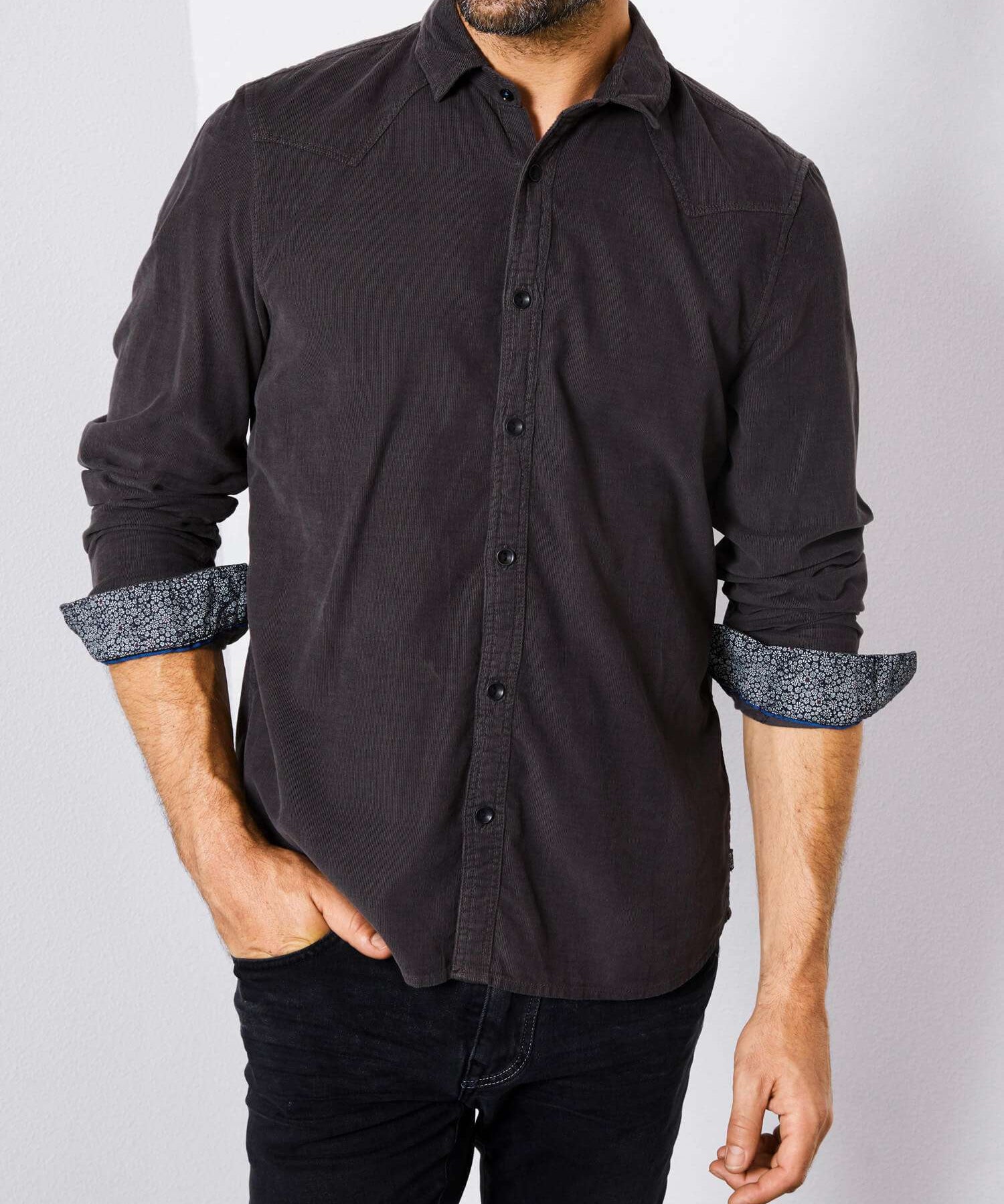 Chemise en velours Gris