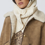 Manteau court en peau lainée femme East - Taupe - SUNCOO