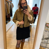 Manteau court en peau lainée femme East - Taupe - SUNCOO