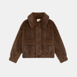 Manteau court oversize en fausse fourrure Evan - Chocolat - SUNCOO