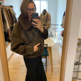 Manteau court oversize en fausse fourrure Evan - Chocolat - SUNCOO