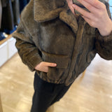 Manteau court oversize en fausse fourrure Evan - Chocolat - SUNCOO