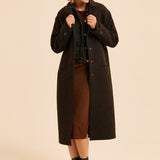 Manteau droit en laine mélangée imprimé - Chocolat - I.CODE