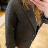 Manteau droit en laine mélangée imprimé - Chocolat - I.CODE