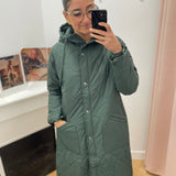 Manteau long matelassé à capuche MA560 - Deep forest - LOLA ESPELETA