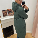 Manteau long matelassé à capuche MA560 - Deep forest - LOLA ESPELETA