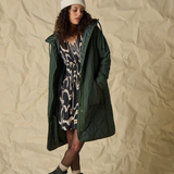 Manteau long matelassé à capuche MA560 - Deep forest - LOLA ESPELETA
