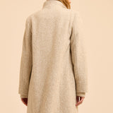 Manteau long rayé avec double boutonnage - Ecru - I.CODE