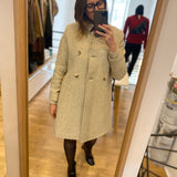 Manteau long rayé avec double boutonnage - Ecru - I.CODE