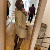 Manteau long rayé avec double boutonnage - Ecru - I.CODE