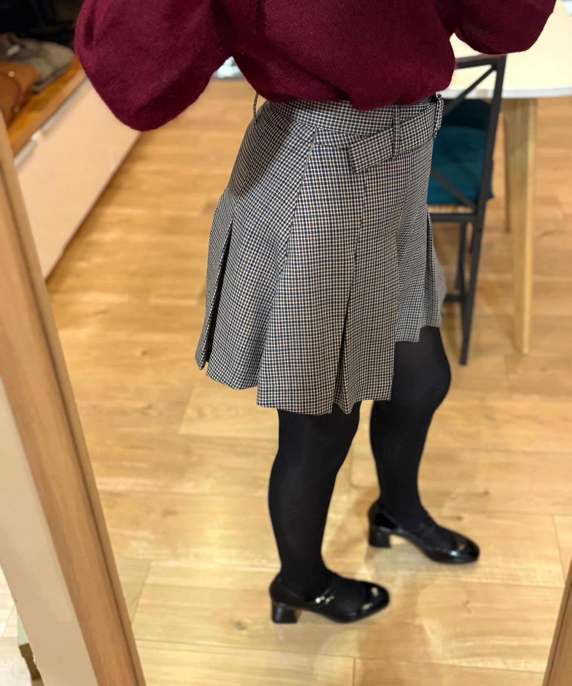 Mini-jupe plissée à carreaux tartan Ben - Beige - SUNCOO