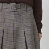 Mini-jupe plissée à carreaux tartan Ben - Beige - SUNCOO
