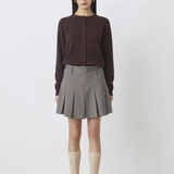 Mini-jupe plissée à carreaux tartan Ben - Beige - SUNCOO