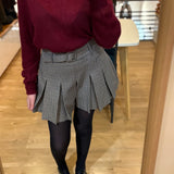 Mini-jupe plissée à carreaux tartan Ben - Beige - SUNCOO