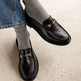 Mocassins à mors pour femme en cuir Cardi - Noir passion - BOBBIES FEMME