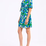 Robe courte imprimée à nouer Moritza - Elenor cobalt - AN'GE