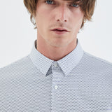 Chemise SLIM imprimé minimaliste EASY CARE - Blanche - IKKS MEN